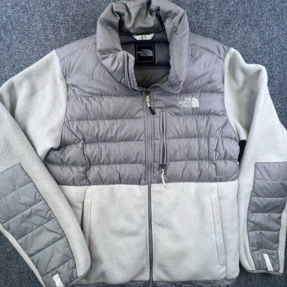 The North Face 550 Series Down Fill Padded Fleece Jacket Gray White Large - Picture 1 of 16
